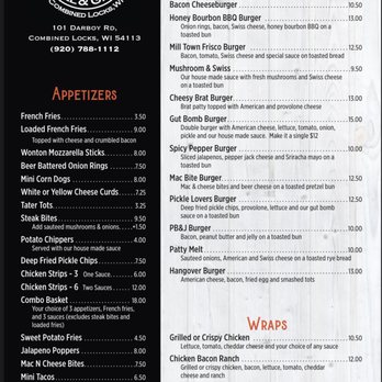 Milltown Still & Grill menu 1